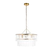 Karine - Brushed Aged Brass 5 Light Pendant with Clear Textured Glass Panels image