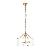 Keller - Brushed Aged Brass 4 Light Pendant with Clear Textured Curved Glass image