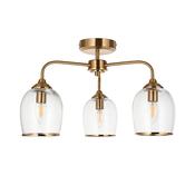 Ashcroft - Brushed Aged Brass 3 Light Semi Flush with Clear Glass image