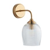 Ashcroft Ribbed - Brushed Aged Brass Wall Lamp with Clear Ribbed Glass image