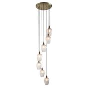 Marinella - Antique Brass 7 Light Cluster Pendant with Clear Ribbed Glass image