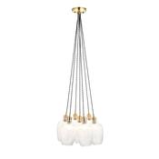 Marinella - Antique Brass 7 Light Cluster Pendant with Clear Ribbed Glass image