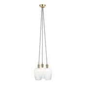 Marinella - Antique Brass 3 Light Cluster Pendant with Clear Ribbed Glass image