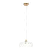 Eltham &amp; Camellia - Brushed Aged Brass Pendant with Decorative Glass image