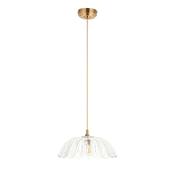Eltham &amp; Carnation - Brushed Aged Brass Pendant with Decorative Glass image