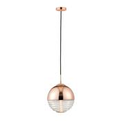 Endon 68956 Paloma - Polished Copper Pendant with Clear Ribbed