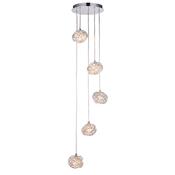 Talia - Chrome 5 Light Cluster Pendant with Crystal image