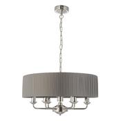 Highclere - Bright Nickel 6 Light Pendant with Wrapped Charcoal Shade image