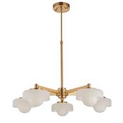 Boss - Brushed Aged Brass 5 Light Centre Fitting with Frosted &amp; Opal Glass image