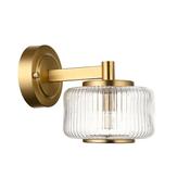 Stamford - Brushed Aged Brass Wall Lamp with Clear Ribbed Glass image