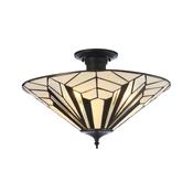 Astoria - Satin Black 3 Light Semi Flush with Tiffany Glass image