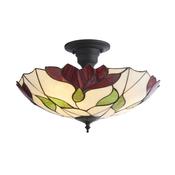 Botanica - Satin Black 3 Light Semi Flush with Tiffany Glass image