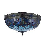 Dragonfly - Satin Black 3 Light Flush with Tiffany Glass image