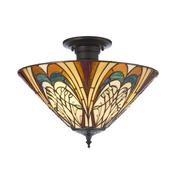 Hector - Satin Black 3 Light Semi Flush with Tiffany Glass image