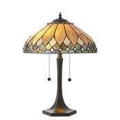 Brooklyn - Satin Black 2 Light Table Lamp with Tiffany Glass image