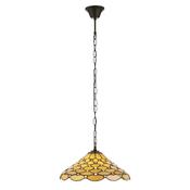 Pearl - Satin Black Pendant with Tiffany Glass
