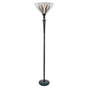 Astoria - Satin Black Uplighter Floor Lamp with Tiffany Glass image