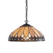 Brooklyn - Satin Black Medium Pendant with Tiffany Glass