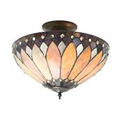 Brooklyn - Satin Black 3 Light Semi Flush with Tiffany Glass image