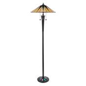Dark Star - Satin Black 2 Light Floor Lamp with Tiffany Glass image
