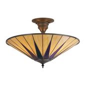 Dark Star - Satin Black 3 Light Semi Flush with Tiffany Glass image