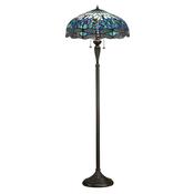 Dragonfly - Satin Black 2 Light Floor Lamp with Tiffany Glass image