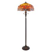 Dragonfly Flame - Satin Black 2 Light Floor Lamp with Tiffany Glass image