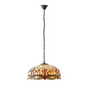 Dragonfly Beige - Satin Black 3 Light Pendant with Tiffany Glass