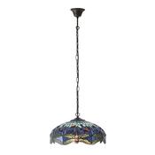 Dragonfly - Satin Black 3 Light Pendant with Tiffany Glass image