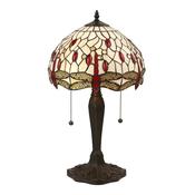 Dragonfly Beige - Satin Black 2 Light Table Lamp with Tiffany Glass image