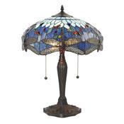 Dragonfly - Satin Black 2 Light Medium Table Lamp with Tiffany Glass image