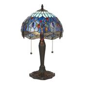 Dragonfly - Satin Black 2 Light Small Table Lamp with Tiffany Glass image
