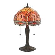 Dragonfly Flame - Satin Black 2 Light Small Table Lamp with Tiffany Glass image