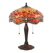 Dragonfly Flame - Satin Black 2 Light Medium Table Lamp with Tiffany Glass image