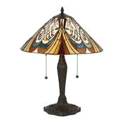 Hector - Satin Black 2 Light Table Lamp with Tiffany Glass image