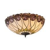 Hutchinson - Satin Black 2 Light Flush with Tiffany Glass