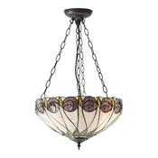 Hutchinson - Satin Black 3 Light Pendant with Tiffany Glass