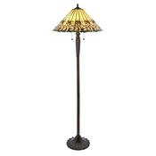 Jamelia - Satin Black 2 Light Floor Lamp with Tiffany Glass image