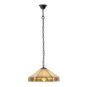 Nevada - Satin Black Pendant with Tiffany Glass
