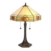 Nevada - Satin Black 2 Light Table Lamp with Tiffany Glass