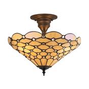 Pearl - Satin Black 3 Light Semi Flush with Tiffany Glass image