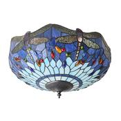 Dragonfly - Satin Black 2 Light Flush with Tiffany Glass image