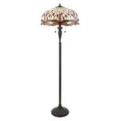 Dragonfly Beige - Satin Black 2 Light Floor Lamp with Tiffany Glass image