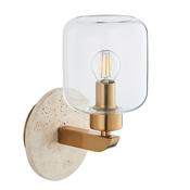 Travi - Natural Travertine Stone Wall Lamp with Clear Glass image