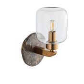 Travi - Dark Brown Emperador Marble Wall Lamp with Clear Glass image