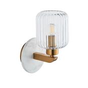 Travi Ribbed - White Volakas Marble Wall Lamp with Clear Ribbed Glass image