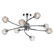Seattle - Polished Chrome 8 Light Centre Fitting with Sculptured Glass image