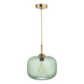 Dar DEM0124 Demarius - Bronze Pendant with Green Ribbed Glass image