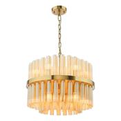 Imani - Natural Brass 12 Light Centre Fitting with Champagne Ribbed Glass image