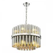 Imani - Chrome 12 Light Centre Fitting with Smoked Ribbed Glass image